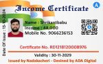 Income Certificate Smart Card